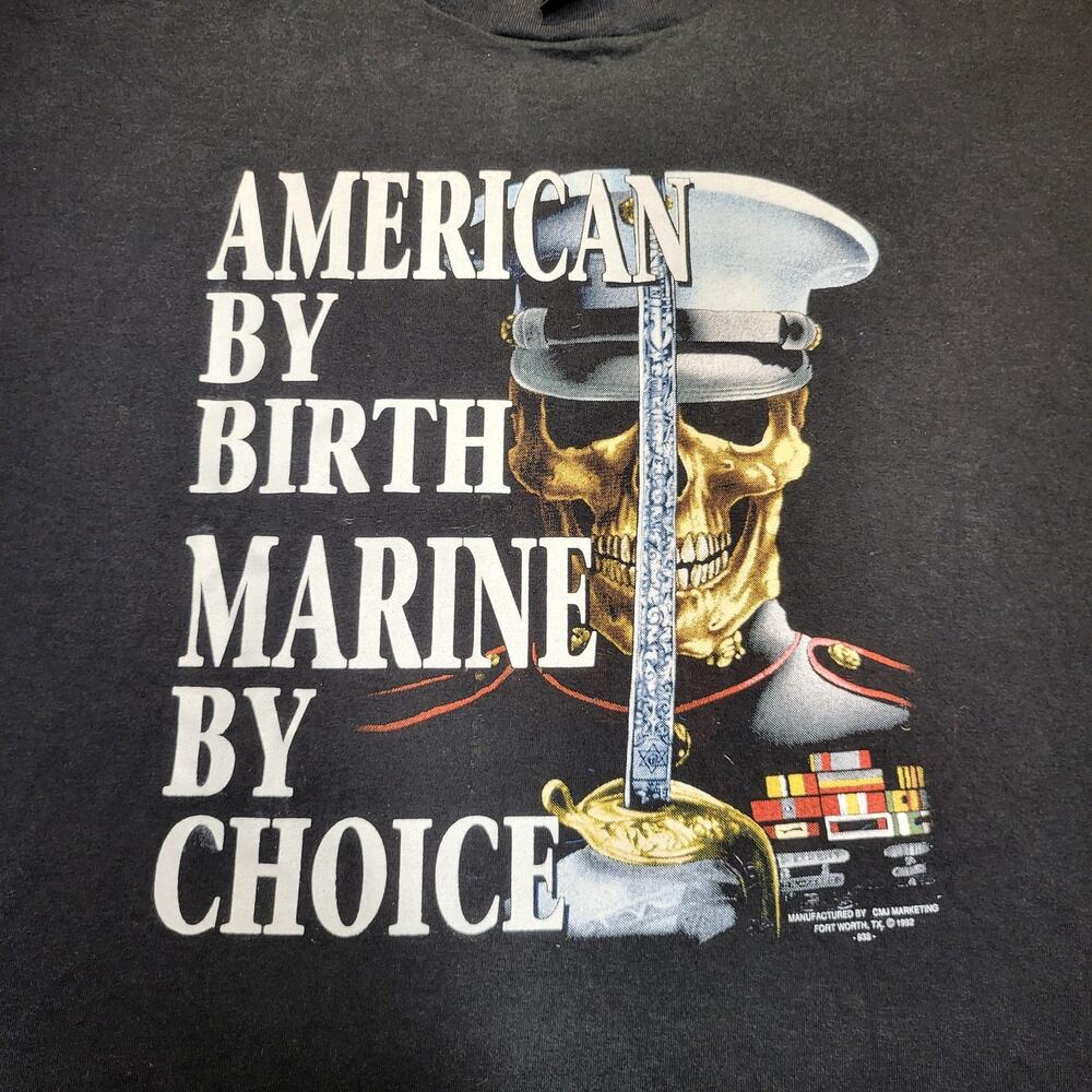 Vintage Marines 3D Emblem Shirt Mens 2XL Black Graphic Tee Single Stitch 90s - Picture 6 of 11